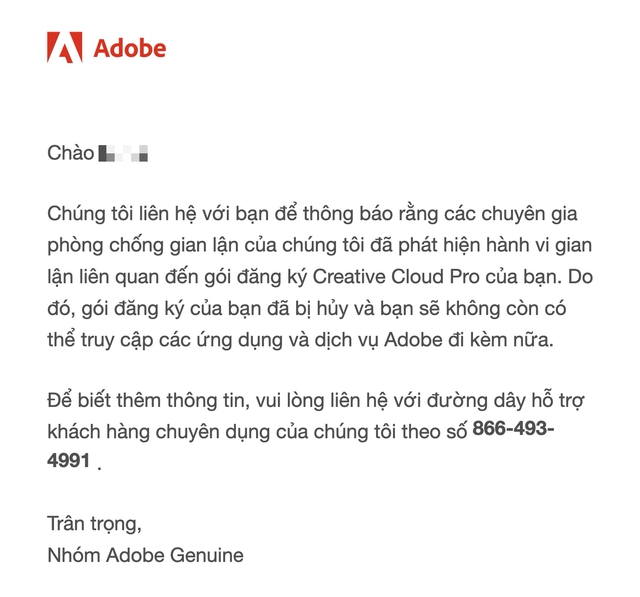 Người dùng Việt dùng Adobe bản quyền vẫn bị khoá tài khoản - Ảnh 1