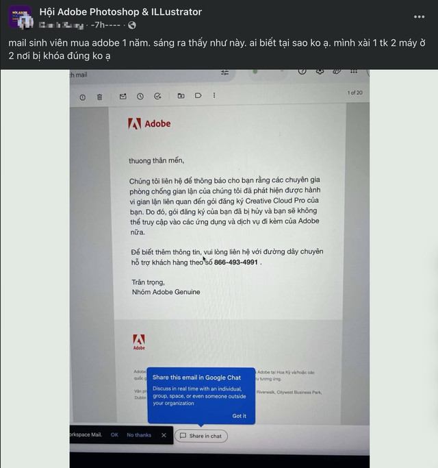 Người dùng Việt dùng Adobe bản quyền vẫn bị khoá tài khoản - Ảnh 4