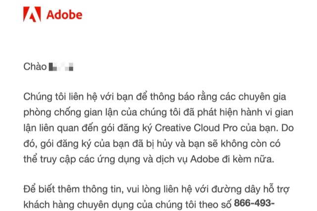 Người dùng Việt dùng Adobe bản quyền vẫn bị khoá tài khoản